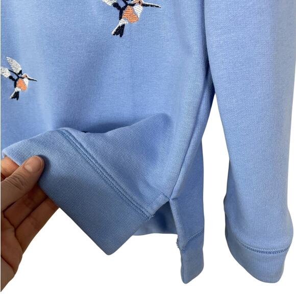 Talbots Hummingbird Sweatshirt Pullover Preppy Classic Nature Blue Size XS - Picture 3 of 10